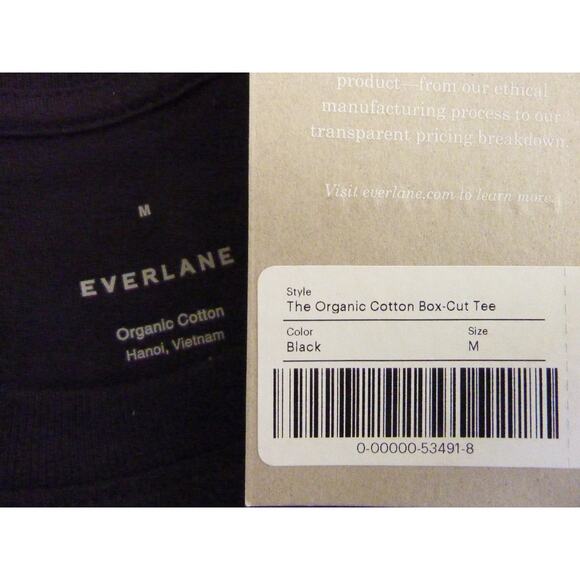 NWT Everlane Organic Cotton Box Cut Pocket Tee Black Short Sleeve Shirt M - Picture 5 of 6
